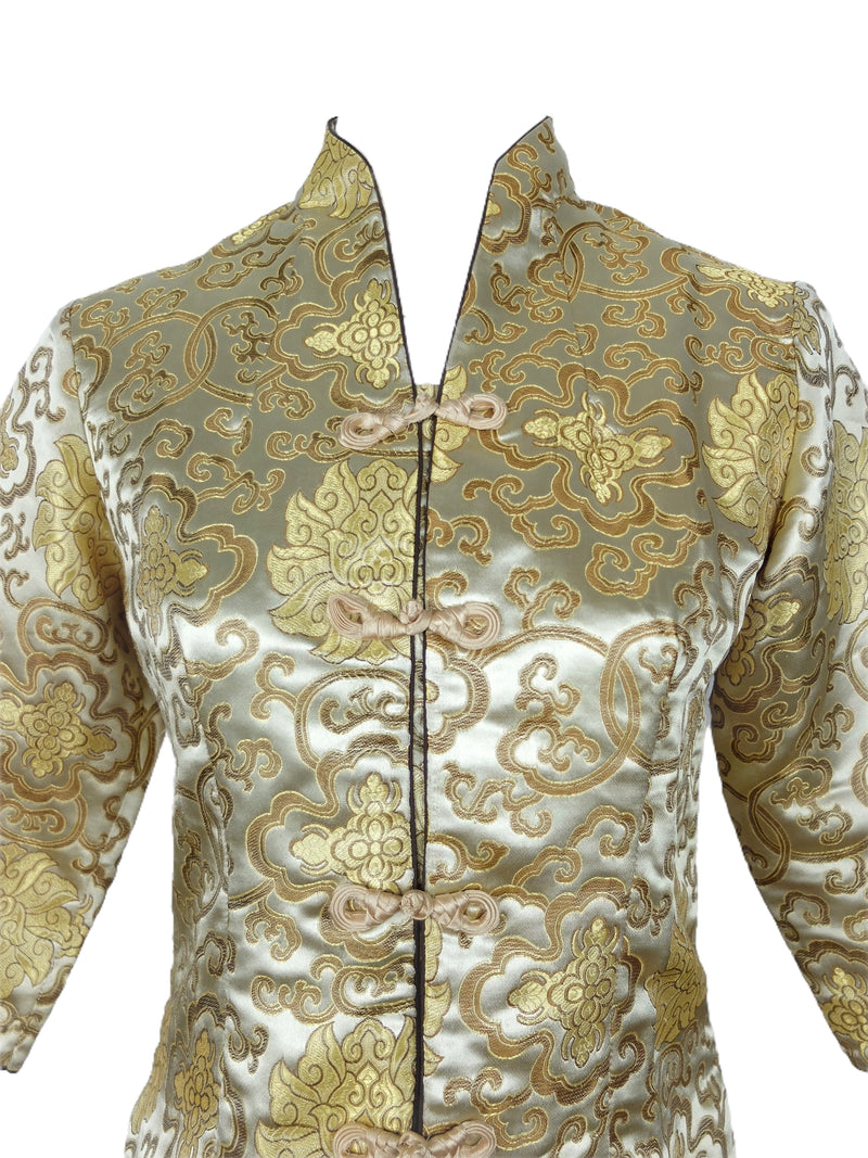 Gold Button Silk Blouse, Authentic & Vintage