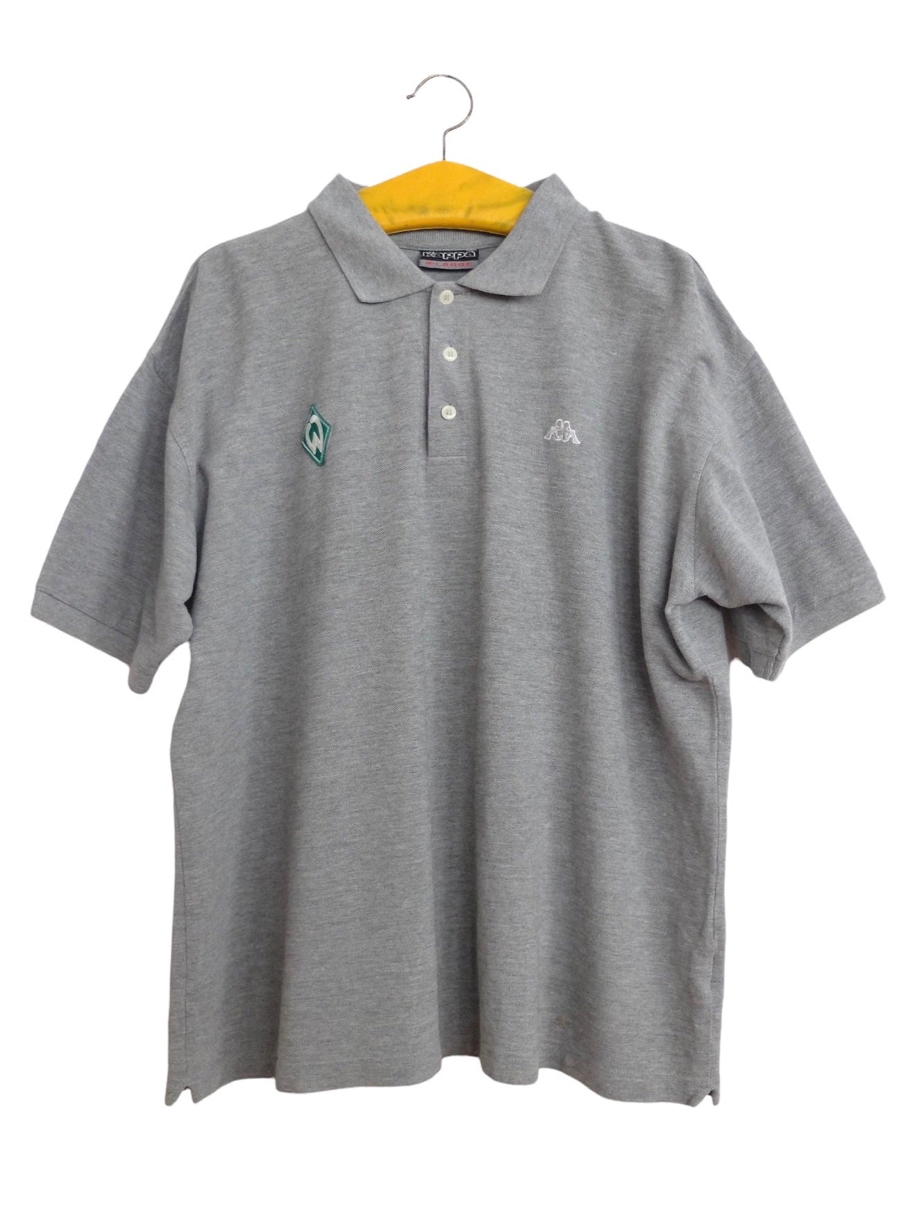 Vintage 90s Kappa Streetwear Utility Sportswear Grey Solid Basic Collared 1/4 Button Up Cotton Polo Shirt | Men’s Size XL | Women’s Size XXL
