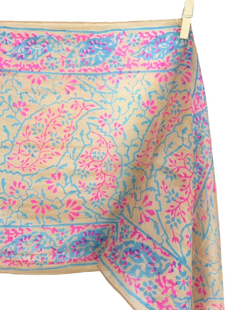 Vintage 60s Silk Mod Psychedelic Bright Paisley Floral Long Wide Neck Wrap Shawl Scarf