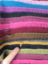 Vintage 00s Y2K Bohemian Hippie Psychedelic Festival Style Bright Striped Long Wide Wrap Blanket Winter Scarf