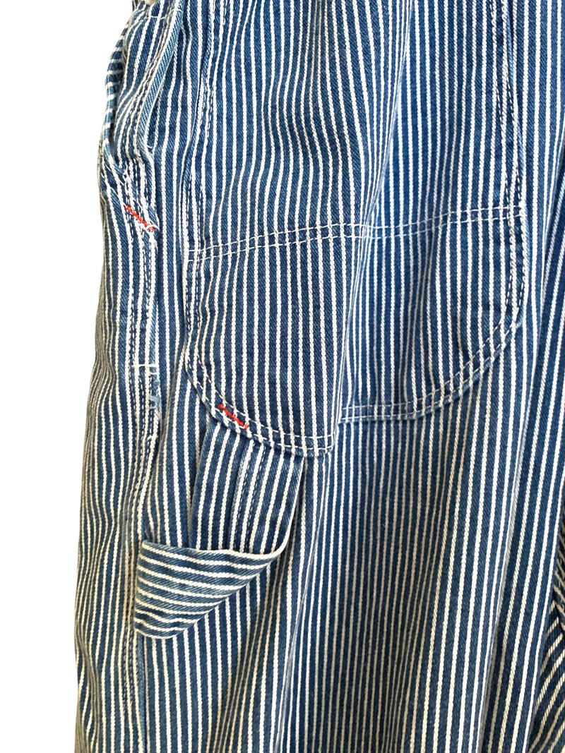 Vintage 80s Dickies Pinstripe Oversized Railroad Coverall Dungaree Overalls | Size 40 Inch Waist