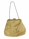 Vintage 60s Mod Glam Rock Gold Glitter Princess Mini Handbag Purse with Clasp Closure