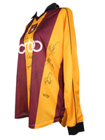 Vintage 2000s 2001-2002 Bradford City Signed Striped Long Sleeve Collared Football Soccer Jersey