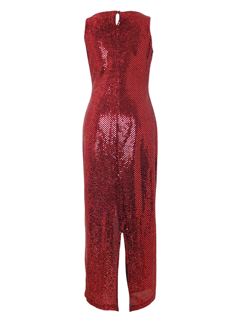 90s glitter dress NITELINE Della Roufogali Heavy Sequined Cutout Neck 90s Cocktail Dress Size 6