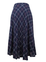 Vintage 70s Mod Preppy Schoolgirl Academia High Waisted Check Print Plaid Midi Circle Skirt | 29 Inch Waist