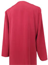 Vintage 80s Chic Pink-Red Solid Basic Scoop Neck Long Sleeve Button Down Tunic Blouse | Size M-L