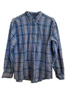 Vintage 90s Western Streetwear Blue & Beige Plaid Check Print Collared Long Sleeve Button Up Shirt | Size M