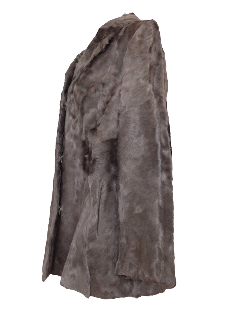 Vintage 60s Mod Hippie Brown Genuine Mink Fur Collared Winter Jacket Coat | Women’s Size S-M
