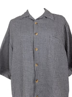 Vintage 80s Men’s Gingham Check Print Black & White Collared Half Sleeve Button Up Shirt | Men’s Size M