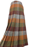 Vintage 70s Mod Chic Schoolgirl Striped Colorblock A-Line Pleated Midi Skirt | 27 Inch Waist