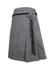 Vintage 2000s Y2K Low Rise Below-the-Knee Grey & Black A-Line Midi Skirt with Rose Flower & Long Ribbon Detail | 29 Inch Waist