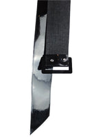 Vintage 60s Mod Glam Rock Psychedelic Black Basic Solid Adjustable PVC Plastic Buckle Belt | 23-29 Inch Waist