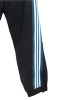 Vintage 90s Adidas Black Teal & White Side Striped Lined Track Pants Jogger with Adjustable Drawstring Waist | 33-41 Inch Waist | Women’s Size UK 16, US 12, EU 44