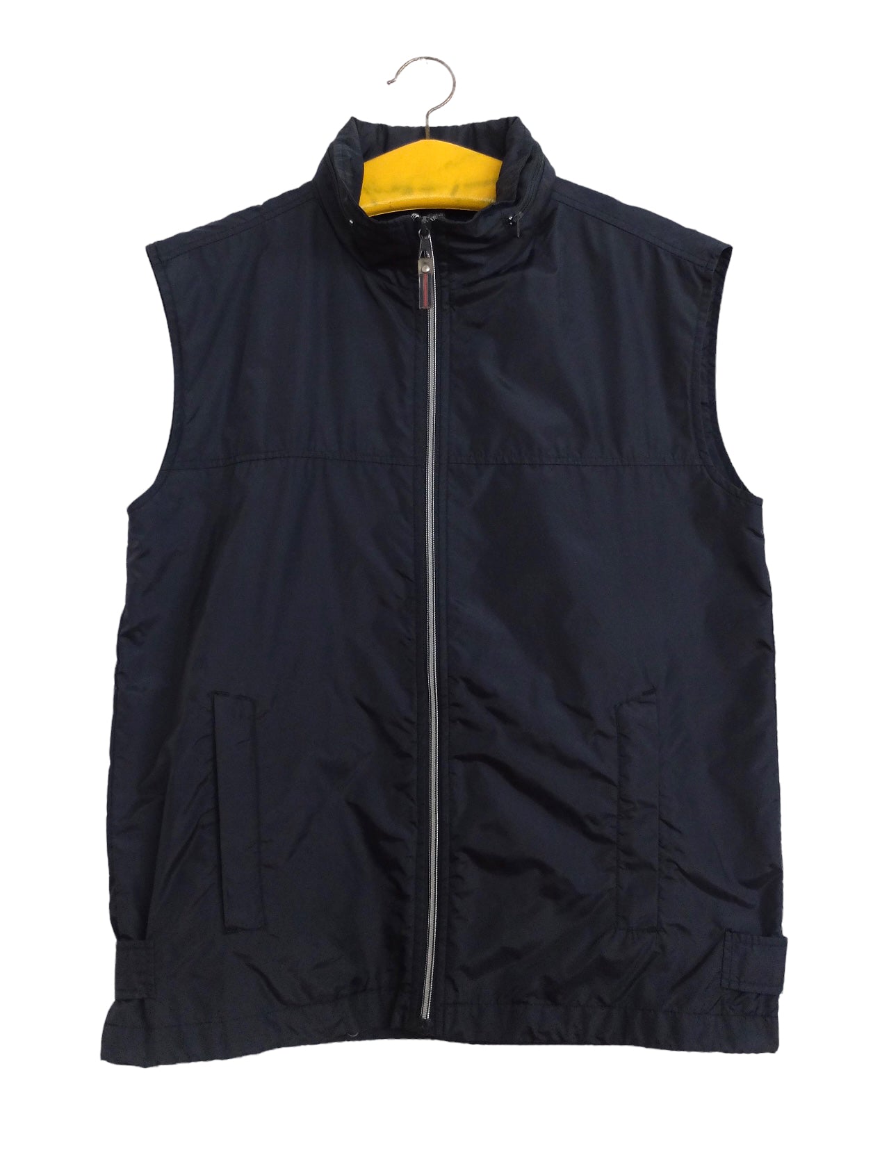 Vintage 2000s Y2K Streetwear Sportswear Utility Athletic Nylon Zip Up High Neck Windbreaker Vest with Pull Out Hood | Women’s Size M | Men’s Size S