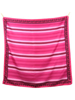 Vintage 00s Y2K Chic Preppy Bright Magenta Pink Striped Paisley Patterned Large Square Bandana Neck Tie Scarf