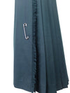 Vintage 80s Wool Punk High Waisted Teal Green Pleated Maxi Wrap Skirt with Safety Pin & Buckle Detail | 27 Inch Waist