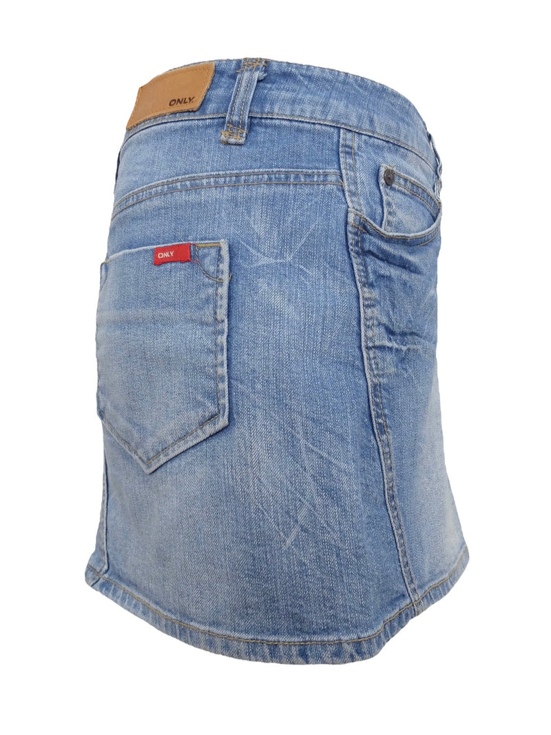 Vintage 2000s Y2K Preppy Low Rise Faded Ombre Light Wash Blue Denim Above-the-Knee Micro Jean Mini Skirt |  Size EU 38, US 6, UK 10