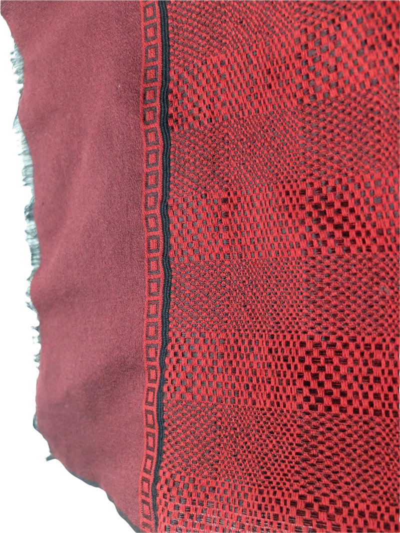 Vintage 90s Grunge Red & Black Abstract Patterned Long Wide Scarf