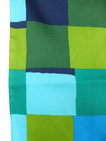 Vintage 2000s Chic Blue & Green Colourblocked Abstract Geometric Patterned Square Bandana Neck Tie Scarf