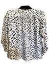 Vintage 80s Funky Black & White Polka Dot Peter Pan Collared 3/4 Sleeve Button Up Blouse | Size M