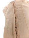 Vintage 80s Sexy Romantic Nude Light Beige Underbust Waist Cincher Corset Shapewear Elasticated Lingerie Skirt with Bones and Hook Loop & Zip Closure Grommet Hooks | Size L