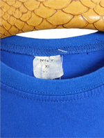 Vintage 80s Nike Sportswear Logo Bright Blue Basic Crew Neck Short Sleeve Cotton T-Shirt