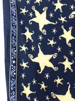 Vintage 90s Celestial Soft Grunge Navy Blue Stars Print Square Bandana Neck Tie Scarf