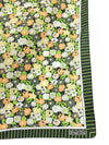 Vintage 90s Mod Kitsch Bright Green Floral & Striped Square Bandana Neck Tie Scarf