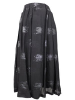 Vintage 80s Formal Party Preppy Chic Grey High Waisted Abstract Metallic Full Circle Midi Skirt | 28-34 Inch Waist