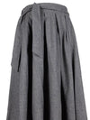 Vintage 90s Wool Blend Chic Preppy Mod Solid Grey Circle Full Maxi Skirt with Waist Tie | 30 Inch Waist