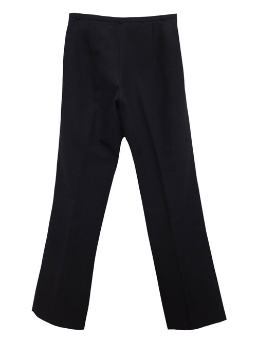 Vintage 90s Y2K Preppy Formal Black Basic Mid-Rise Straight Leg Dress Trouser Pants with Side Ribbon Trim | Women’s Size L