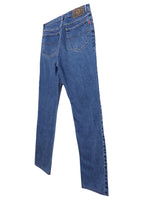 Vintage 80s Bohemian High Waisted Utility Medium Wash Blue Denim Straight Leg Jeans | 32 Inch Waist
