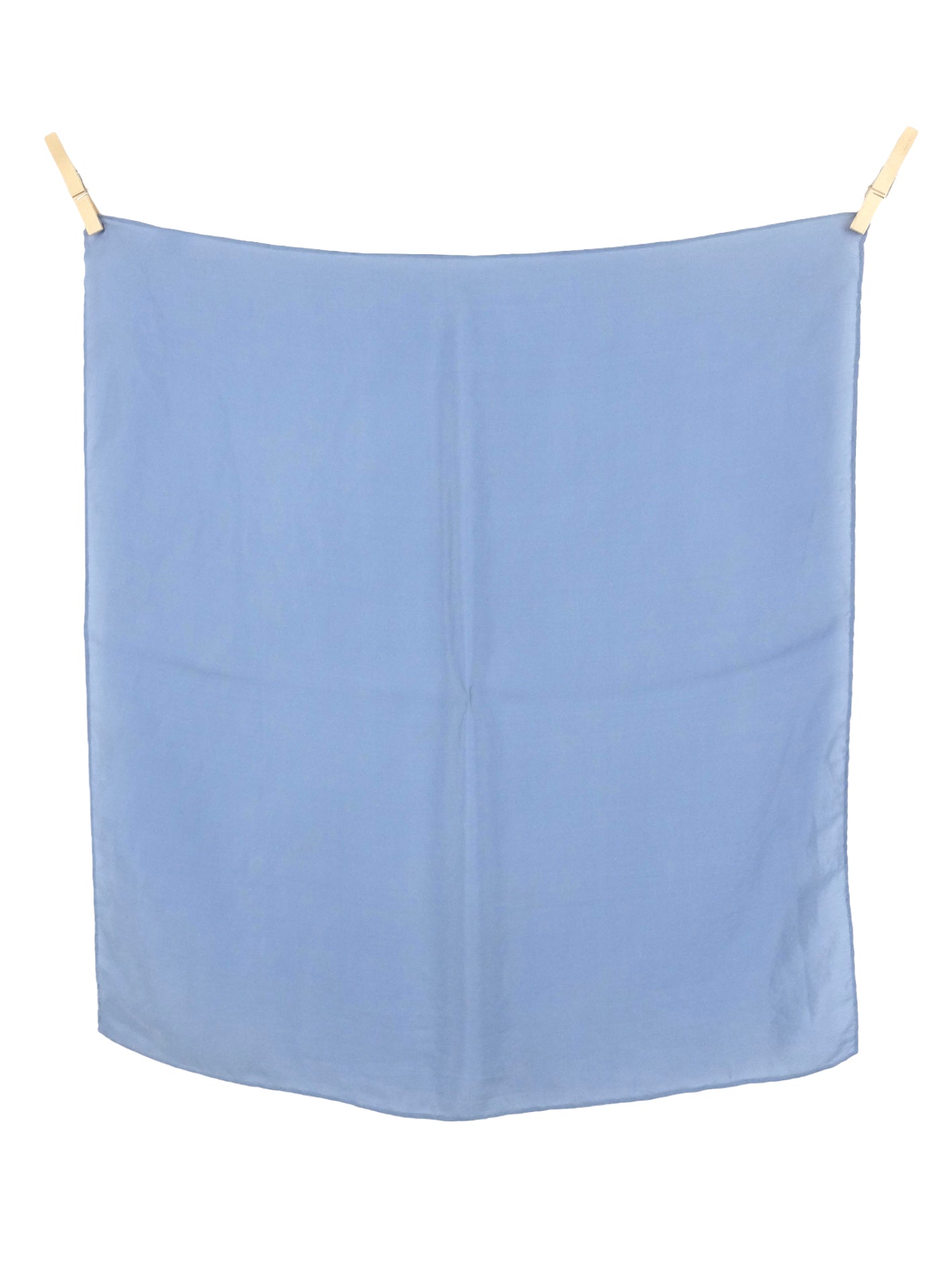 Vintage 2000s Y2K Silk Basic Solid Periwinkle Blue Square Bandana Neck Tie Scarf with Handrolled Hem