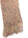 Vintage 70s Bohemian Hippie Beige & Multicoloured Rainbow Chunky Knit Wrap Winter Scarf