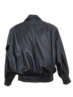 Vintage 80s Moto Rocker Black Genuine Leather Oversized Jacket with Side Pockets | Size L
