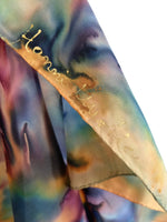 Vintage 80s Silk Bohemian Hippie Festival Rave Tie Dye Acid Wash Multicolored Handpainted Square Bandana Neck Tie Scarf