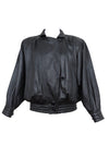 Vintage 80s Moto Rocker Black Genuine Leather Oversized Jacket with Side Pockets | Size L