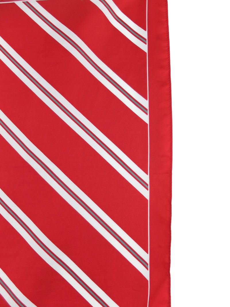 Vintage 80s Mod Retro Pinup Style Bright Red & White Striped Small Square Bandana Neck Tie Scarf