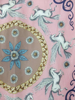 Vintage 80s Silk Mod Psychedelic Cute Fairy Style Unicorn Print Square Bandana Neck Tie Scarf