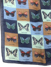 Vintage 2000s Y2K Butterfly Species Checkered Print Blue Small Square Bandana Neck Tie Scarf