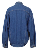Vintage 80s Denim Jean Utility Western Collared Button Down Trucker Jacket in Blue | Men’s Size M, Women’s L