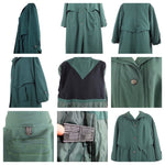 Vintage 80s Utilitarian Streetwear Dark Forest Green Padded Long Button Down Oversized Trench Coat | Size UK 18, US 14, EU 46
