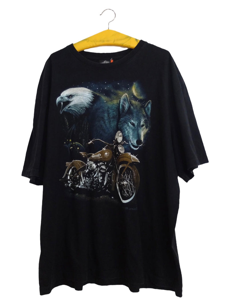 Vintage 90s Single Stitch Rock Eagle Black Live to Ride Motorcycle  Graphic Print Short Sleeve T-Shirt | Size 2XL-3XL