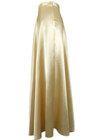 Vintage 80s Formal Regency High Waisted Silky Metallic Gold Straight Silhouette Side Zip Full Floor Length Maxi Skirt | Size 26-27 Inch Waist