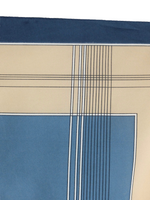 Vintage 70s Mod Grid Checker Patterned Blue & Beige Square Bandana Neck Tie Scarf