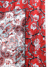 Vintage 90s Y2K Bellasima Silky Red & White Floral Paisley Patterned Large Signed Square Bandana Neck Tie Scarf