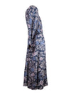 Vintage 80s Bohemian Floral Print Long Sleeve Button Down Circle Skater Maxi Dress | Size 6 Petite