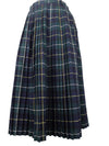 Vintage 90s Wool Schoolgirl Academia Preppy Green & Navy Blue Tartan Check Print Plaid Pleated Maxi Skirt | 31 Inch Waist