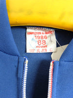 Vintage 70s Deadstock without Tags Athletic Mod Blue Fleece Mockeck Zip Up Track Top Jacket | Women’s Size XS
