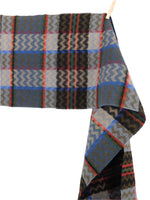 Vintage 70s Wool Abstract Plaid Check & Zig Zag Patterned Long Wrap Winter Scarf